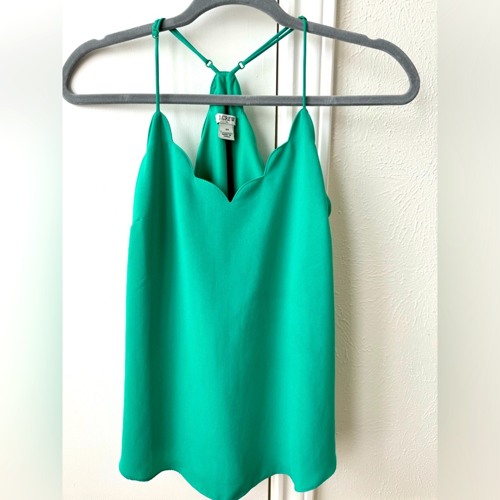 J.Crew Factory scalloped kelly green sleeveless tank top size 00